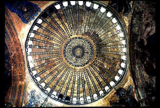 Haghia Sophia, Imperial Palace Chapel, Byzantium, 6th century, dome, from http://www.geocities.com/Athens/Oracle/7823/