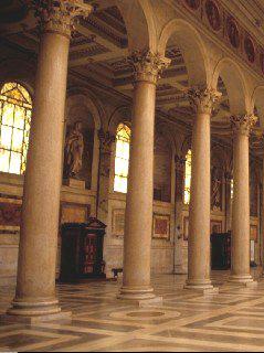 St Paul's without-the-walls, Rome, 4th century, side aisle with view of windows, from Anna and Gary's Photos of Rome