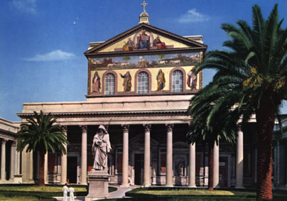 St Paul's without-the-walls, Rome, 4th century, exterior, from http://www.racine.ra.it/lcalighieri/Giubileo/porte.html