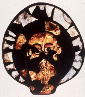 Face of Christ, stained glass window from Lorsch Abbey, Germany, late 10th or early 11th century